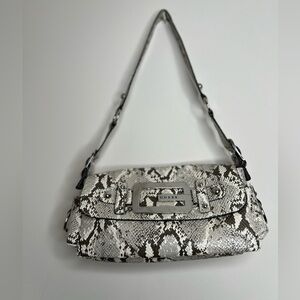 Vintage Early 2000 Y2K Guess Brown Snake Print Shoulder Bag